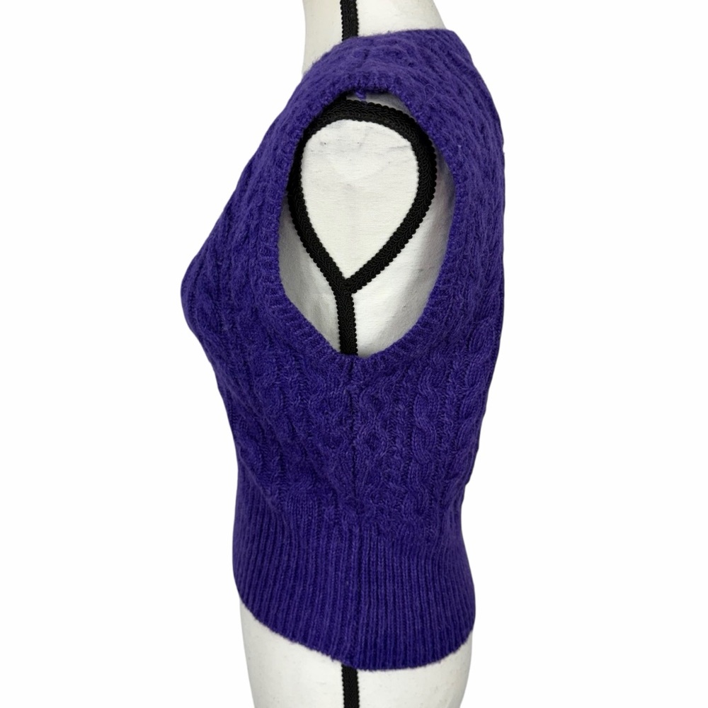 Rag & Bone Elizabeth Cable Knit Vest Purple NWT $395 Wool Sleeveless Sweater S - Picture 4 of 8